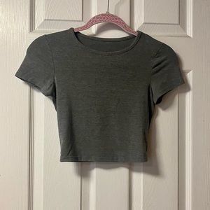 Gray Short Sleeved Crop Top